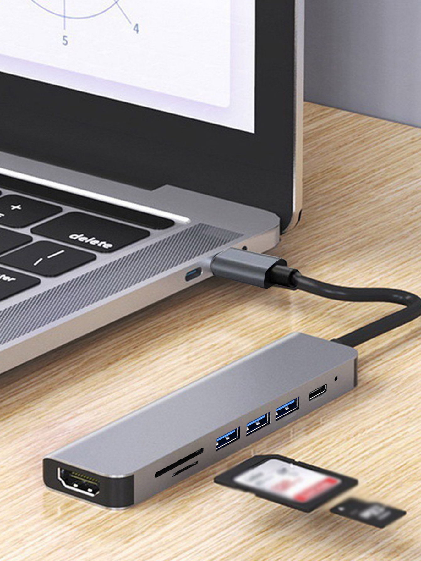 Laptop Accessories Hub - Cross-border 7-in-1 USB hub with Type-C