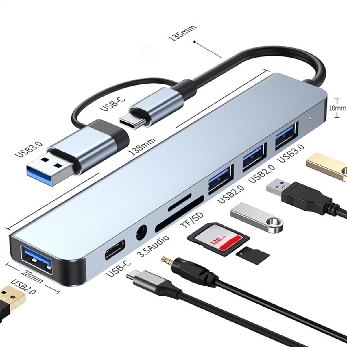 Friendly!8 in 2 USB +Type C HU - مراجعة Laptop Accessories Hub وسعره