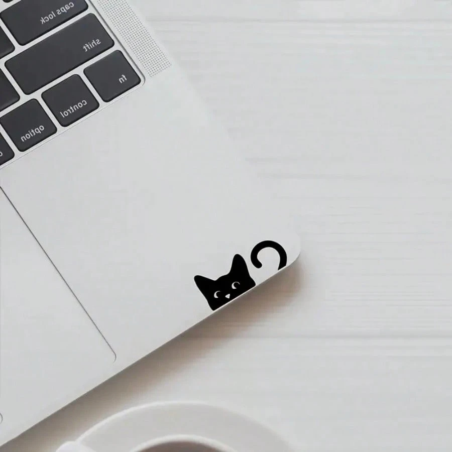 Cute Black Cat Peeker Vinyl De - مراجعة Laptop Accessories Design وسعره