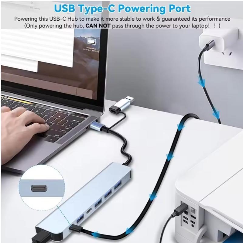 7 Ports USB A C Hub Concentrat - مراجعة Laptop Accessories Hub وسعره