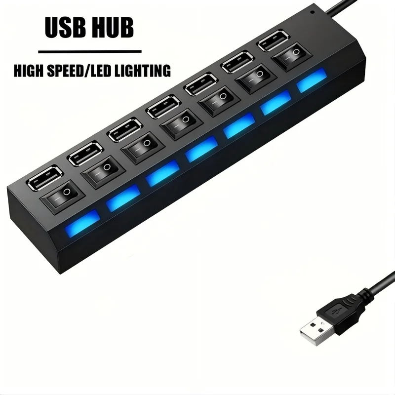 7 Ports USB 2.0 Hub LED 5Gbps  - مراجعة Laptop Accessories Hub وسعره