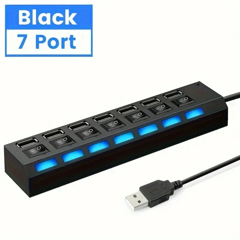 7 Ports USB 2.0 Hub LED 5Gbps  - مراجعة Laptop Accessories Hub وسعره