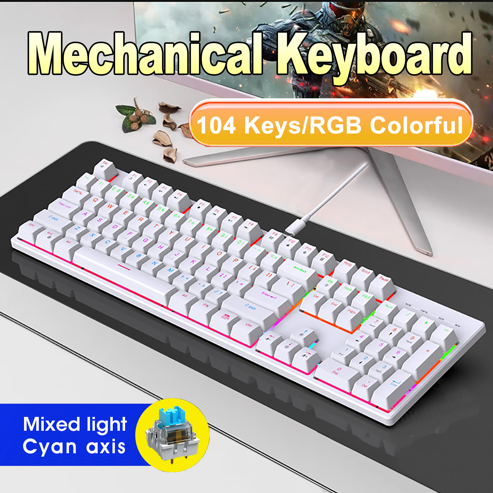104 Key RGB Backlit Mechanical - مراجعة Laptop Accessories Design وسعره